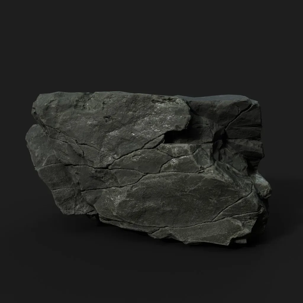 Low Poly Black Rock 230322 - Ultra HD 16K Texture