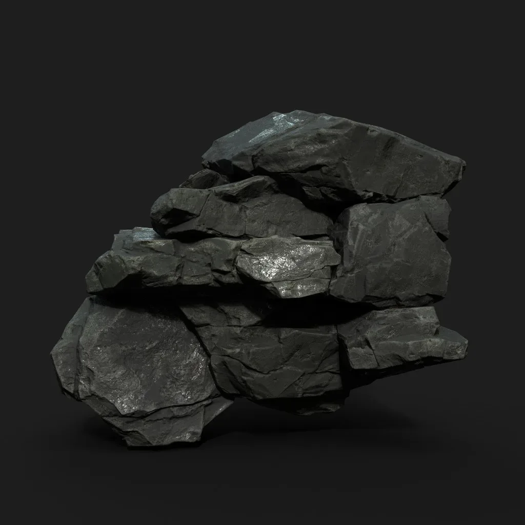 Low Poly Black Rock 230322 - Ultra HD 16K Texture