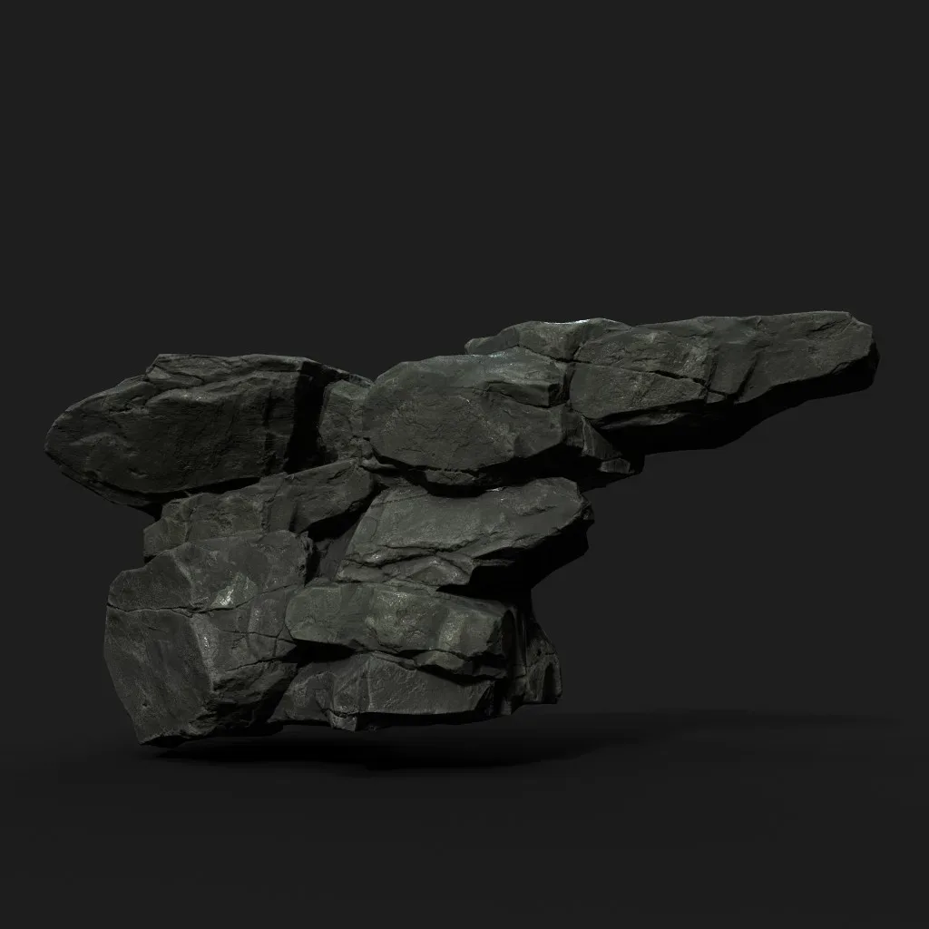 Low Poly Black Rock 230322 - Ultra HD 16K Texture