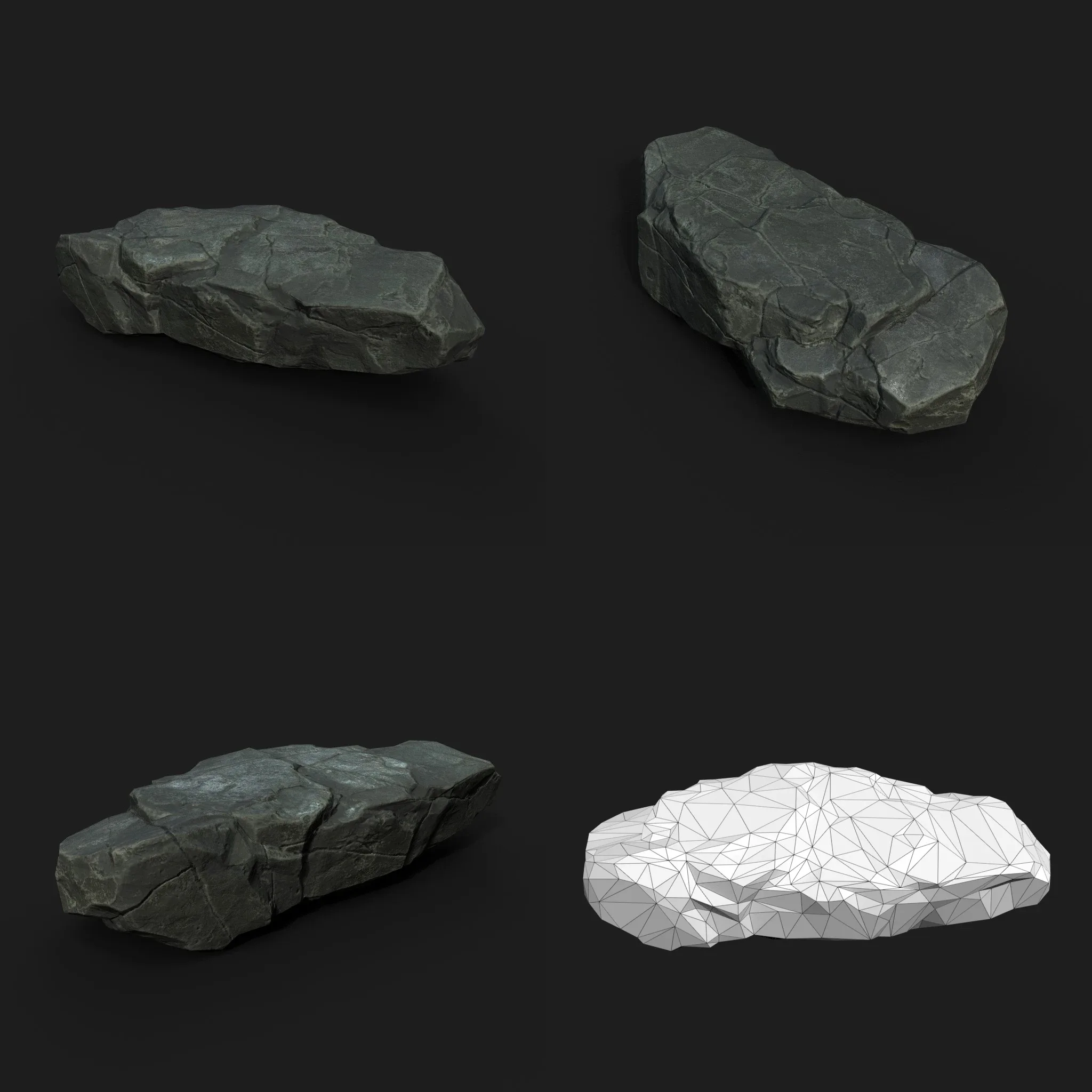 Low Poly Black Rock 230322 - Ultra HD 16K Texture