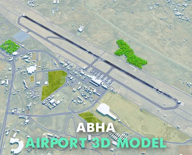 Abha Airport 3d model 10km