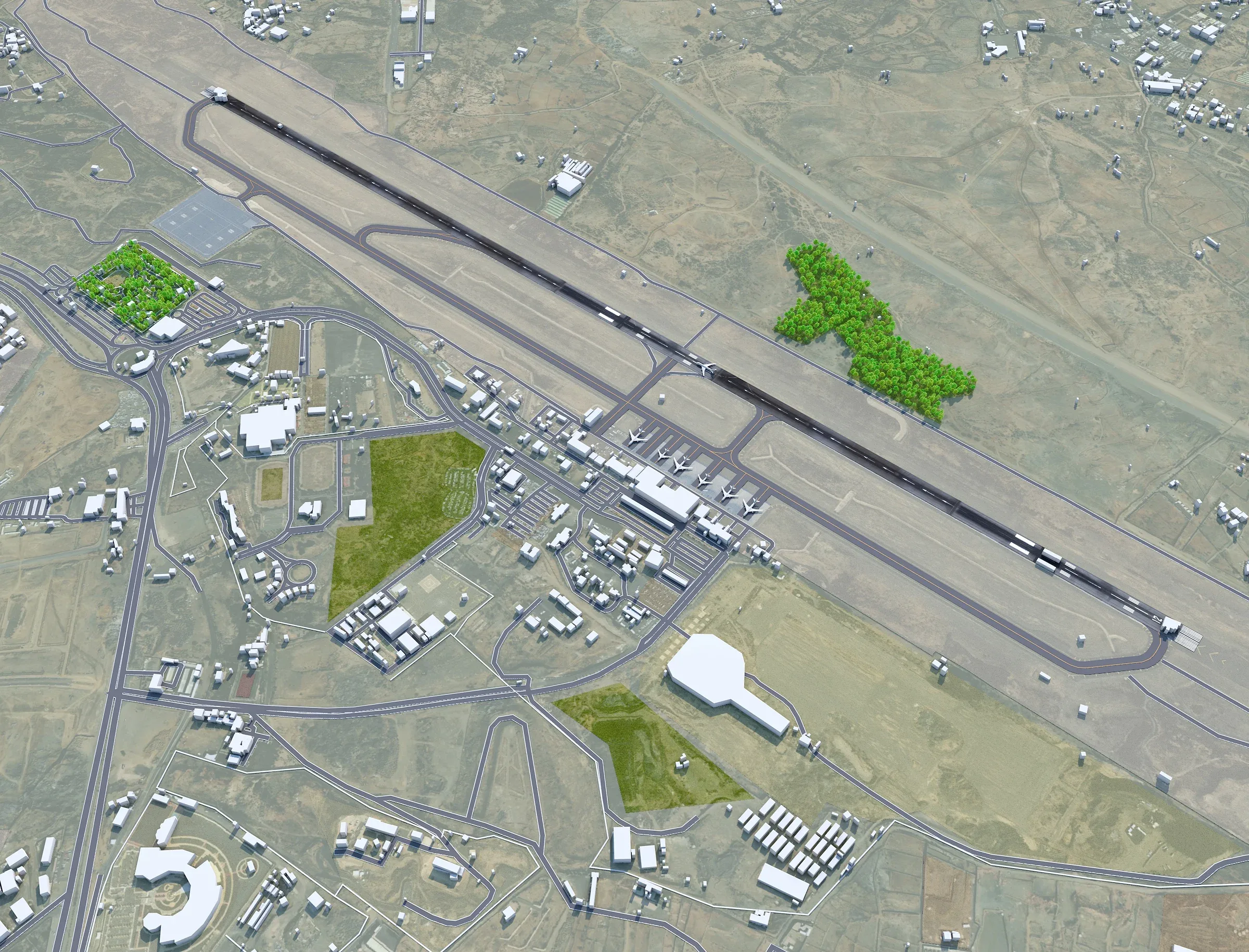 Abha Airport 3d model 10km
