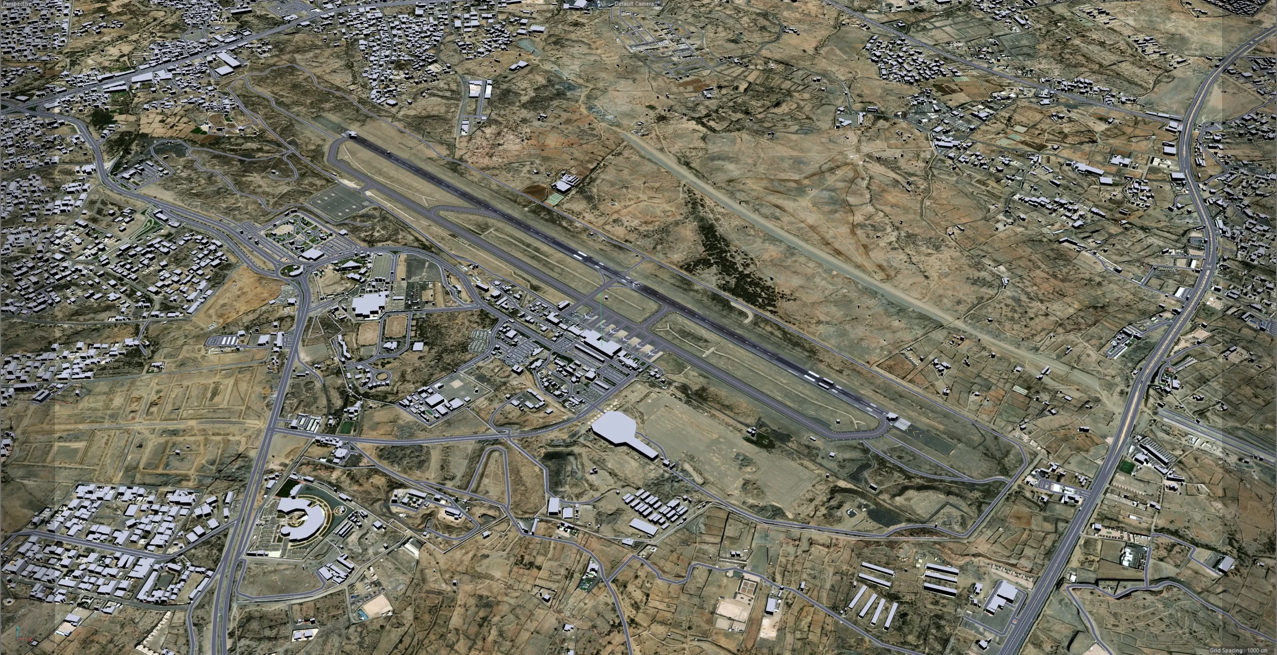 Abha Airport 3d model 10km