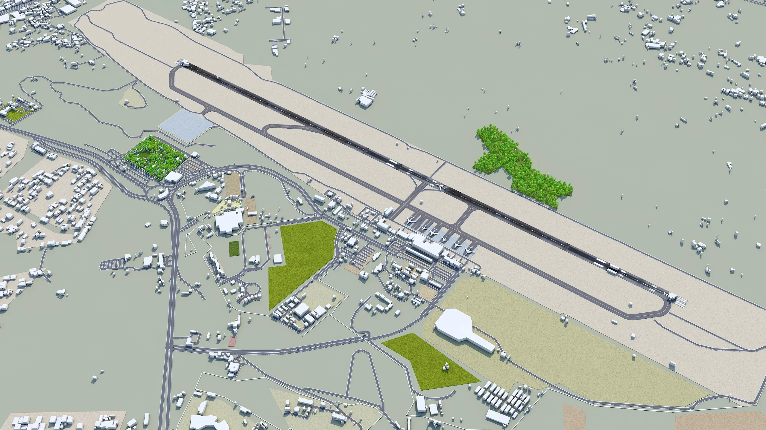 Abha Airport 3d model 10km