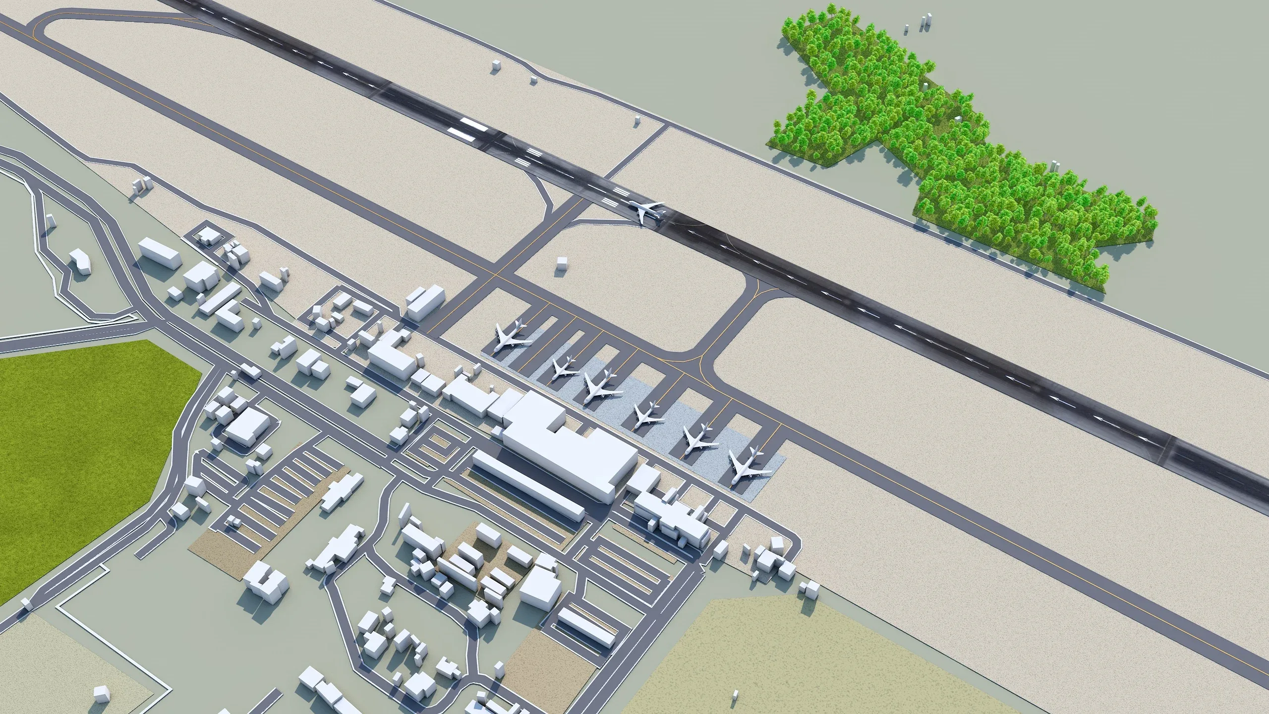 Abha Airport 3d model 10km