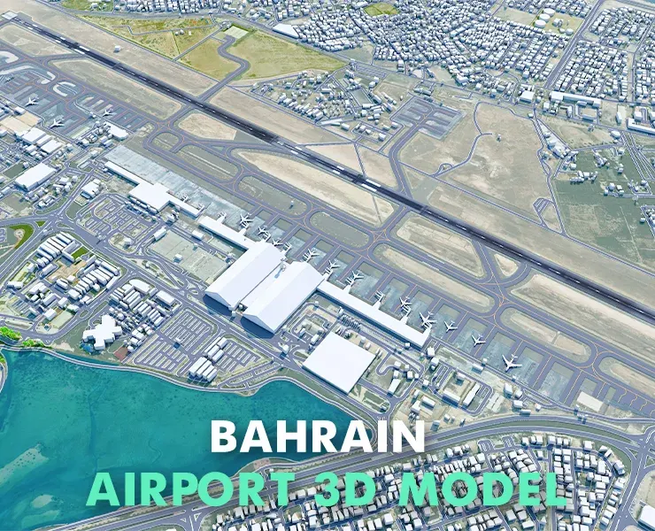 Bahrain Airport 3d model 10km