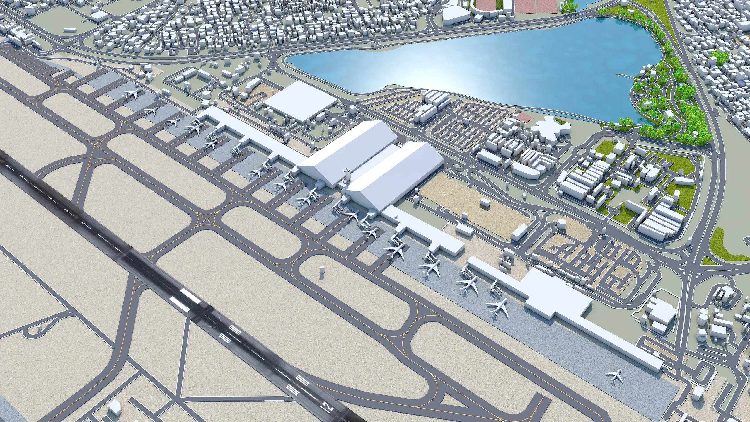 Bahrain Airport 3d model 10km