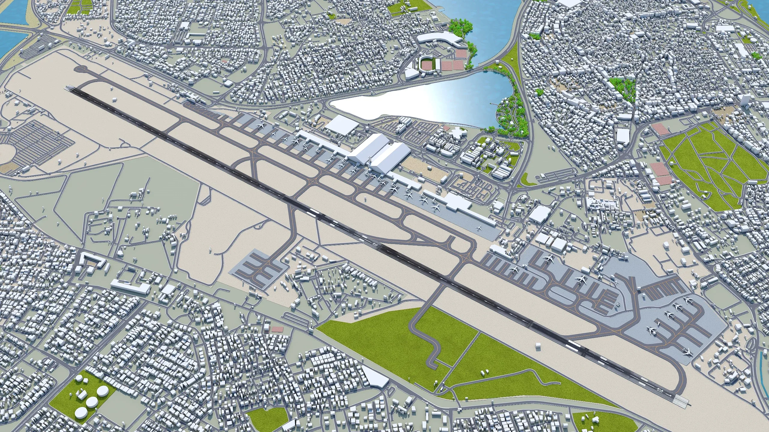 Bahrain Airport 3d model 10km