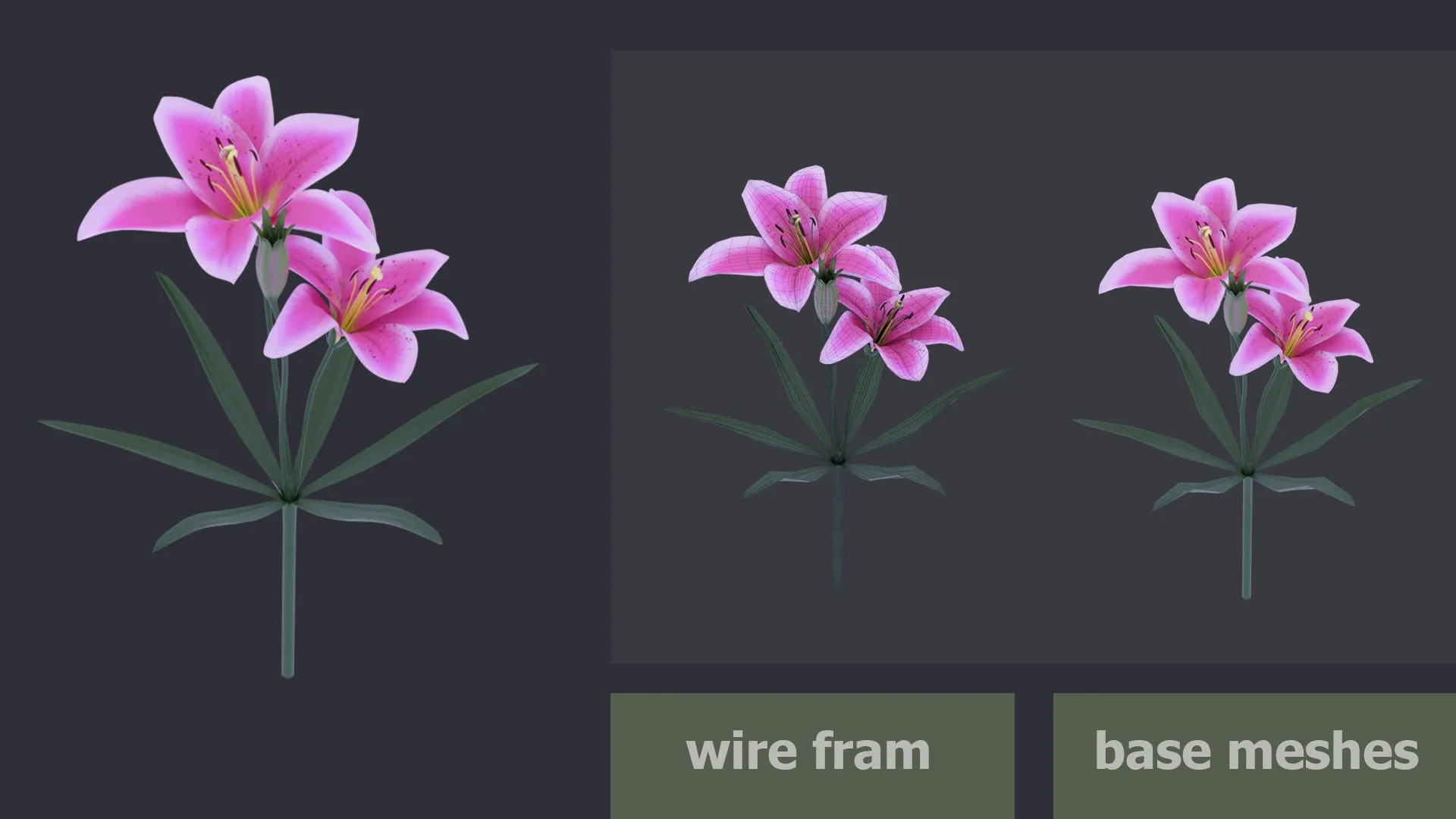 11 TYPE OF 3D FLOWER BUSHES-GAME READY