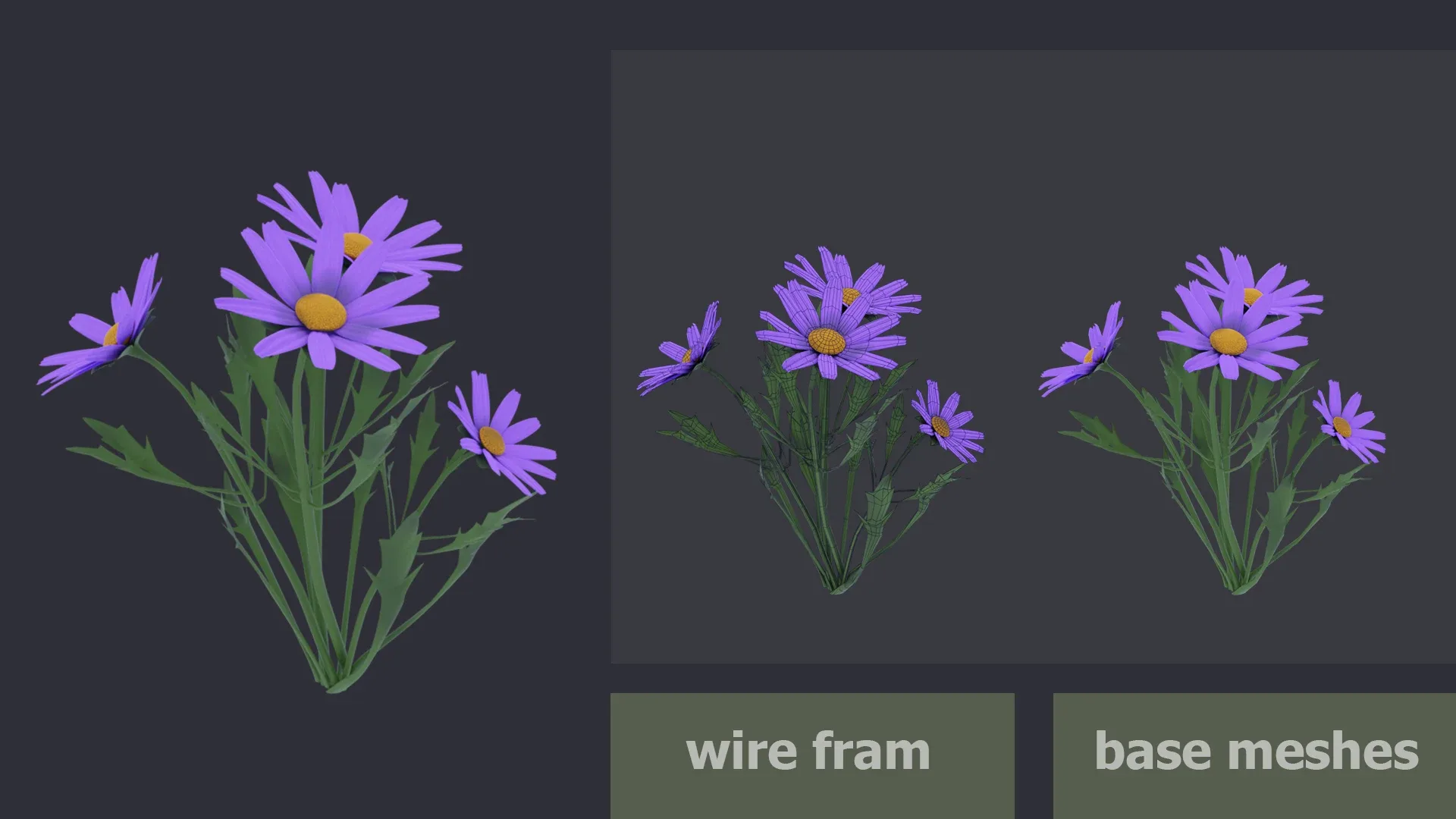 11 TYPE OF 3D FLOWER BUSHESGAME FlippedNormals