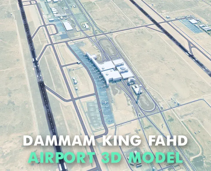 Dammam King Fahd Airport 3d model 12km