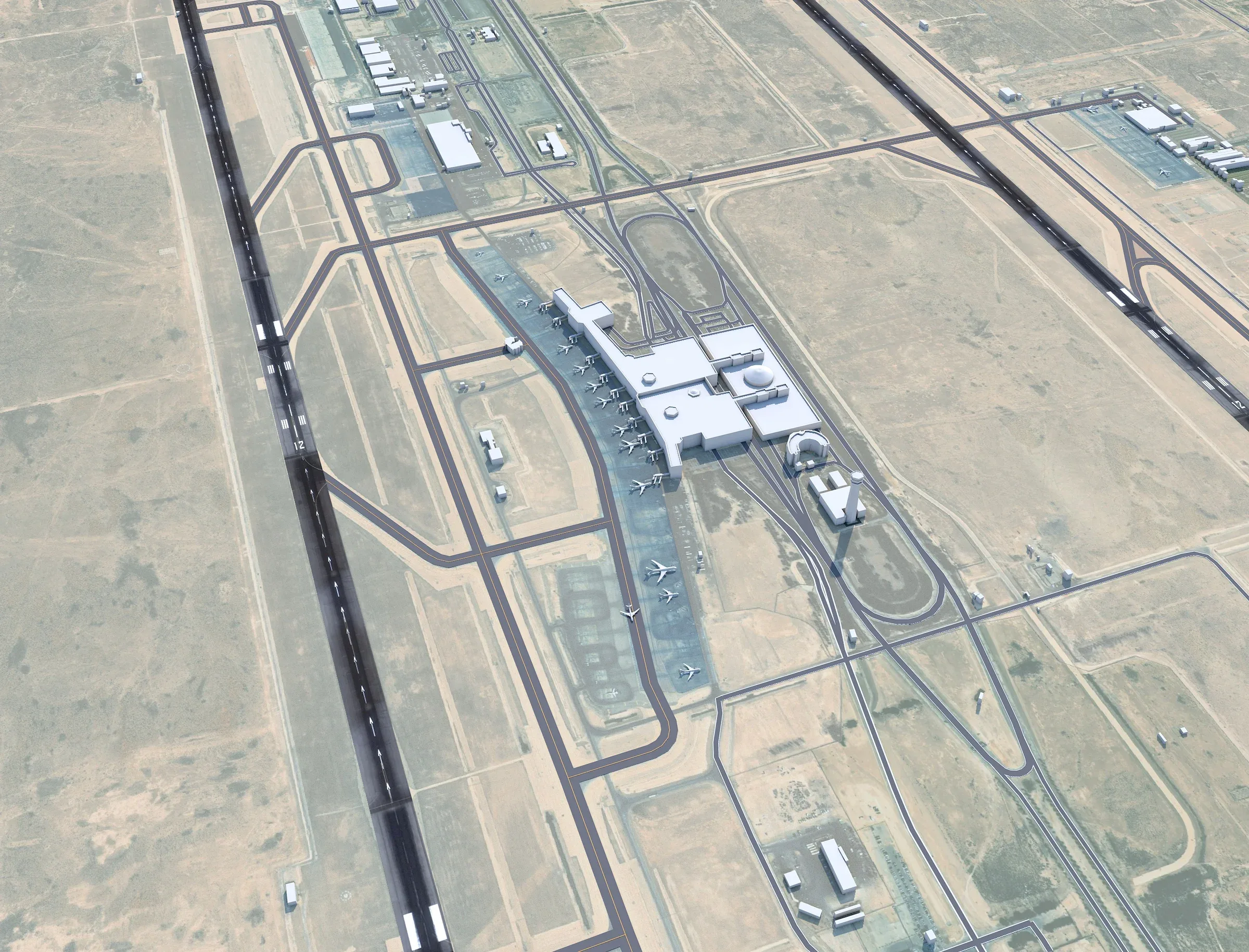 Dammam King Fahd Airport 3d model 12km
