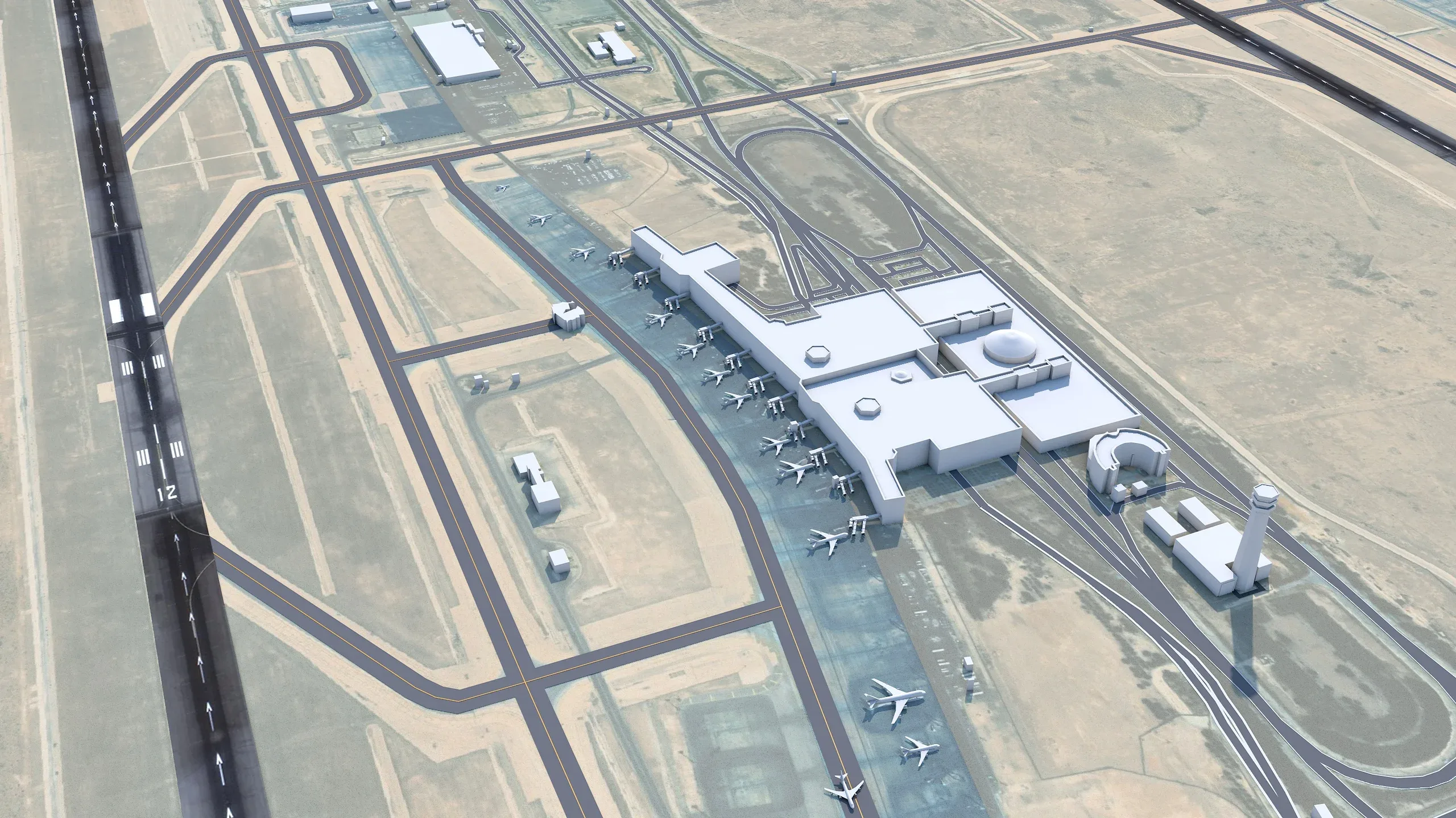 Dammam King Fahd Airport 3d model 12km