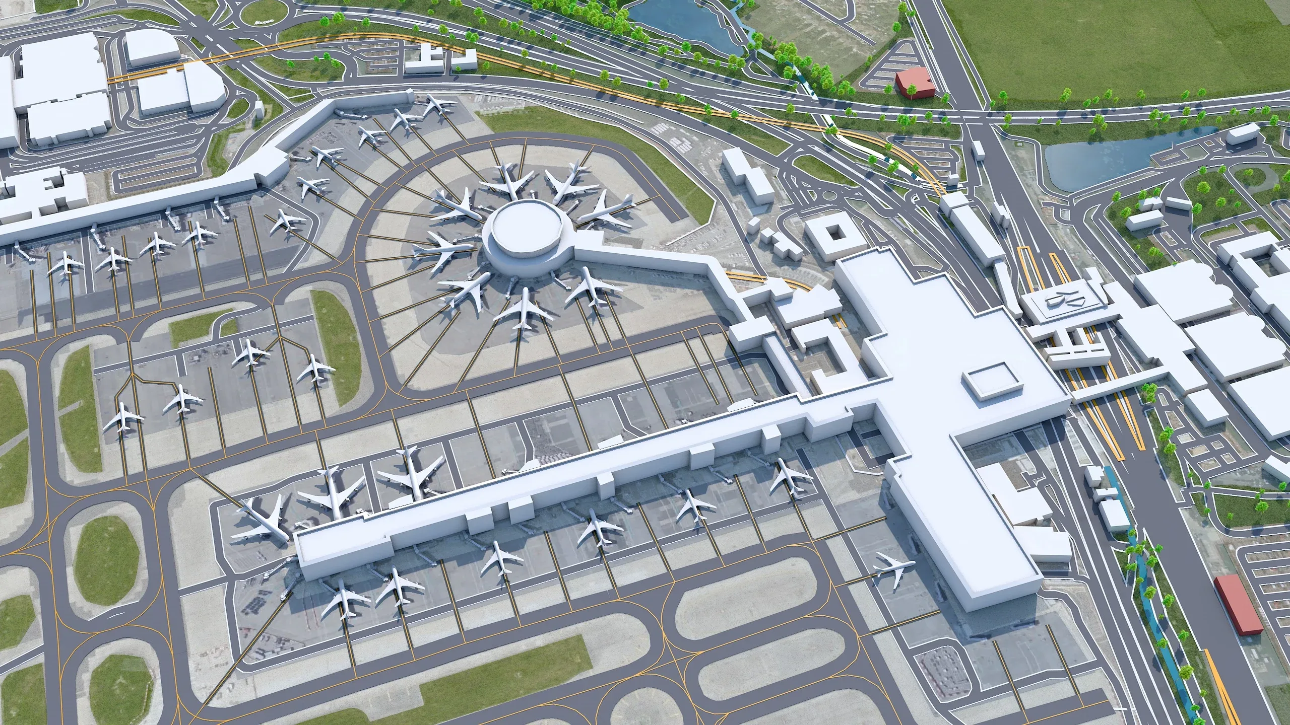 London Gatwick Airport 3d model 10km