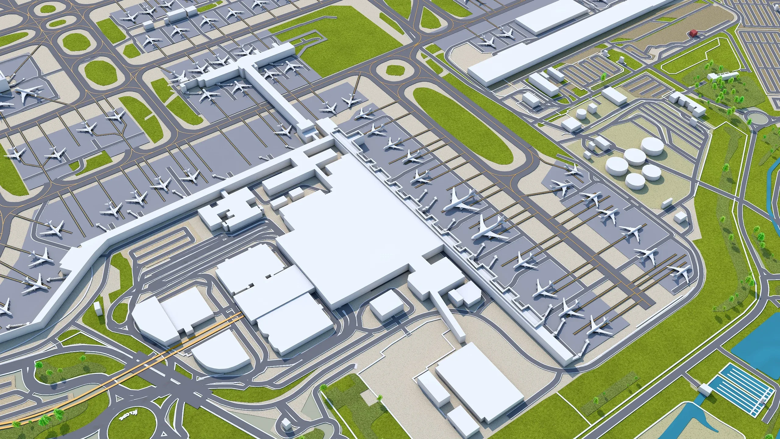 London Gatwick Airport 3d model 10km