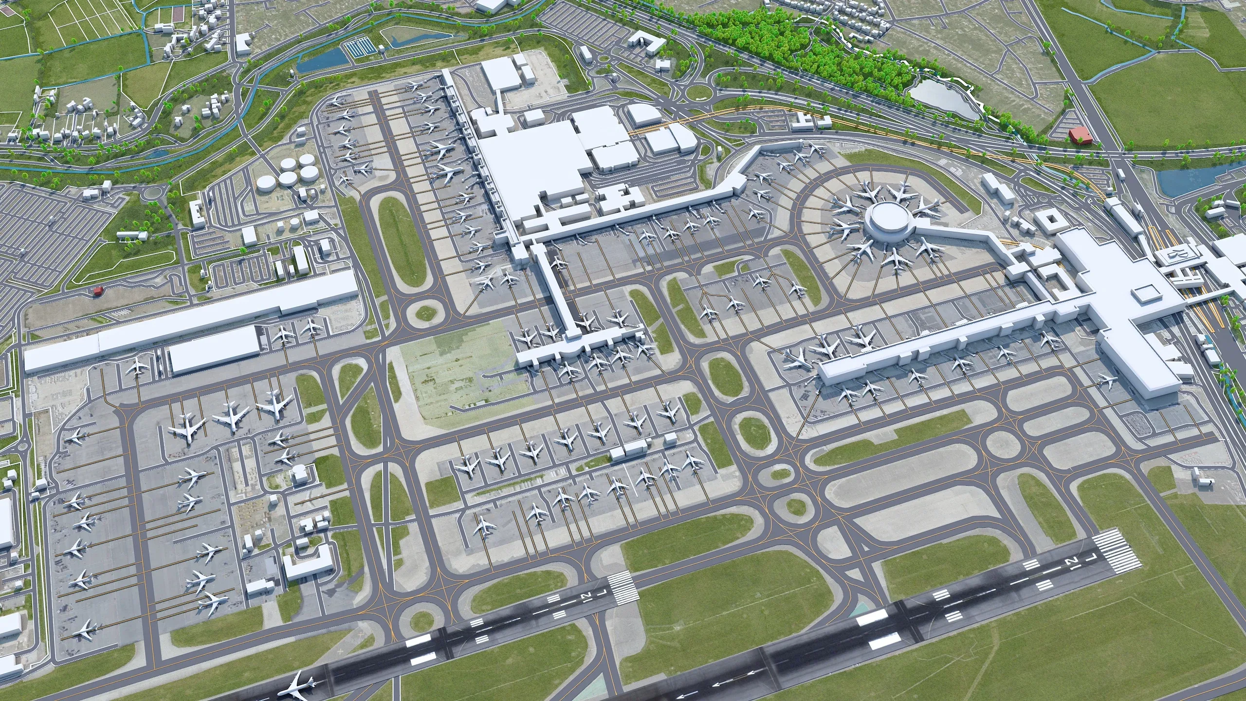 London Gatwick Airport 3d model 10km