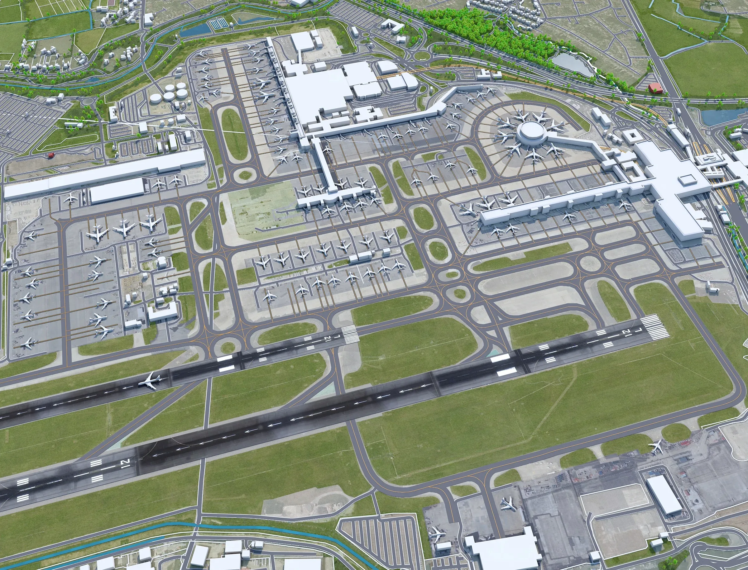 London Gatwick Airport 3d model 10km