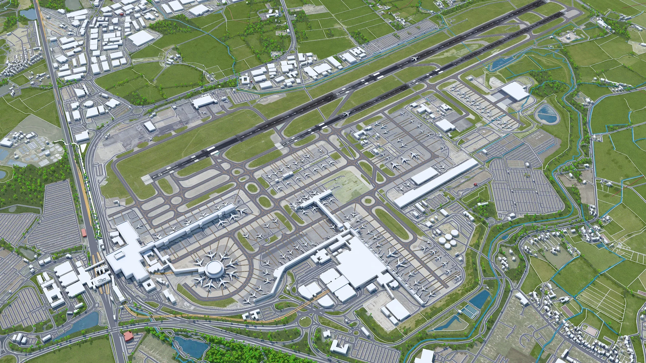 London Gatwick Airport 3d model 10km