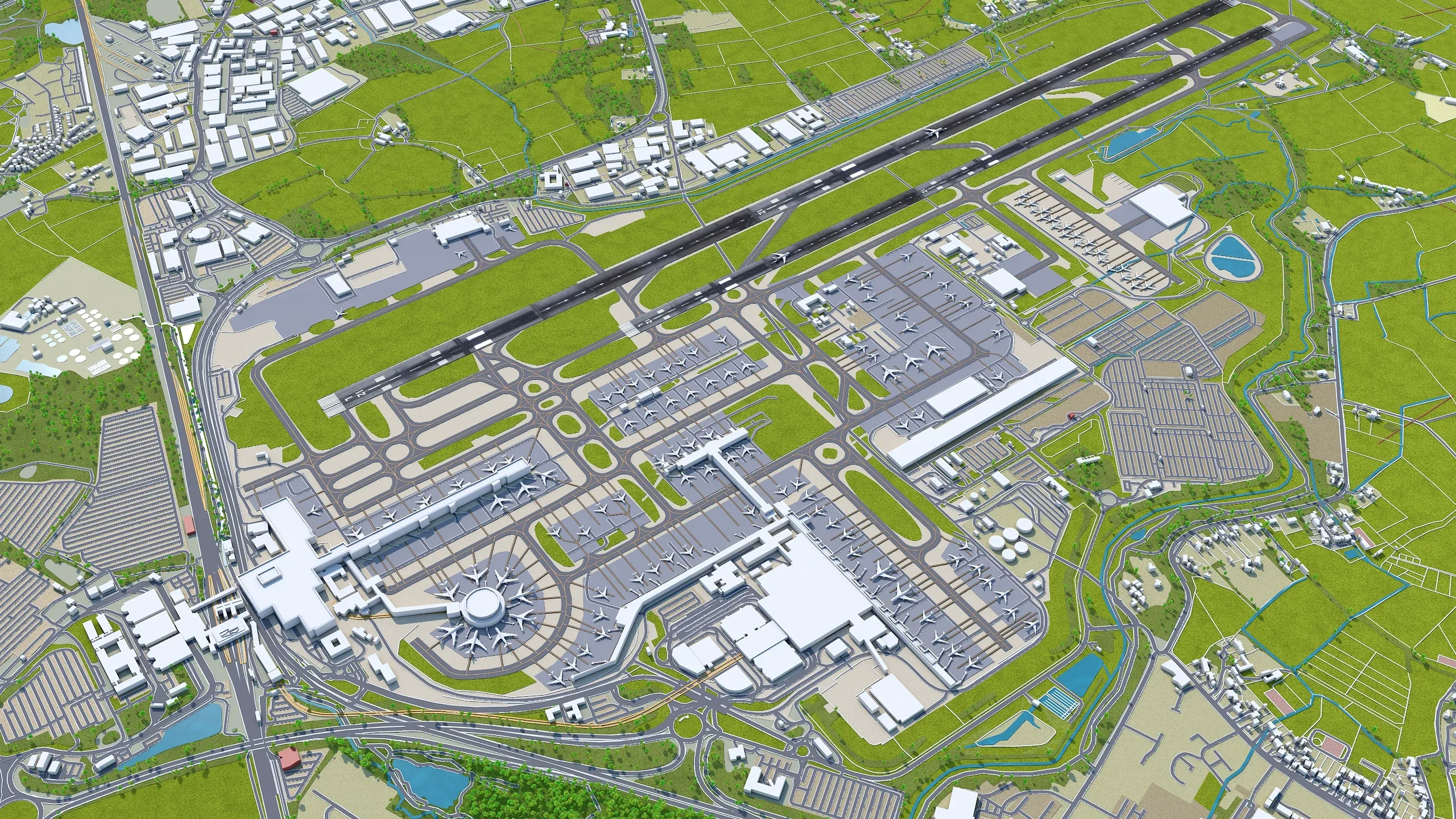 London Gatwick Airport 3d model 10km