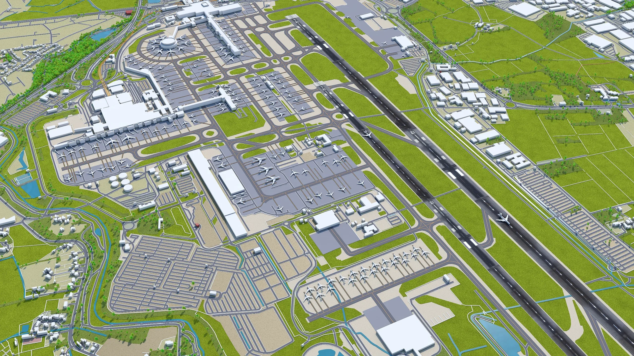 London Gatwick Airport 3d model 10km