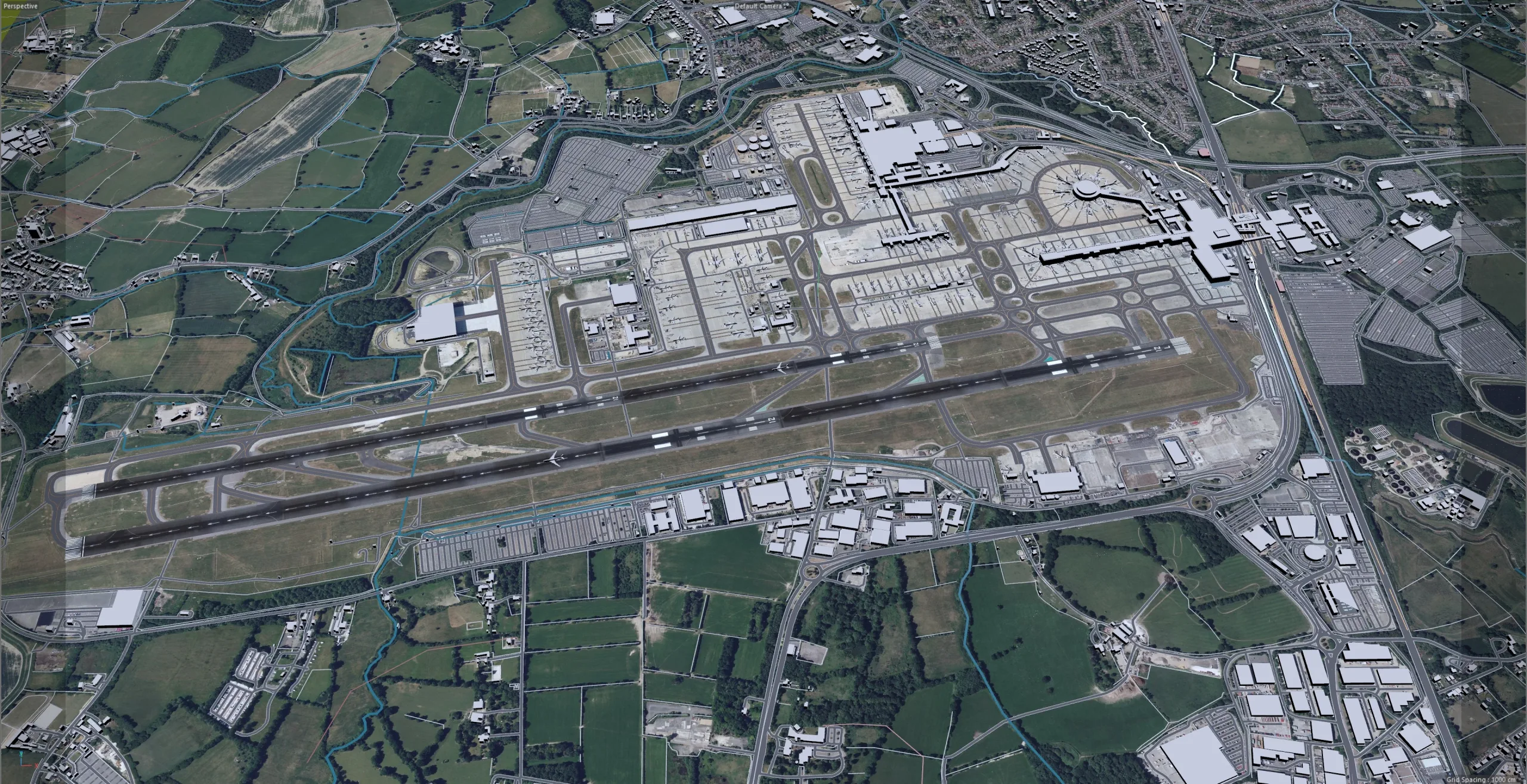 London Gatwick Airport 3d model 10km