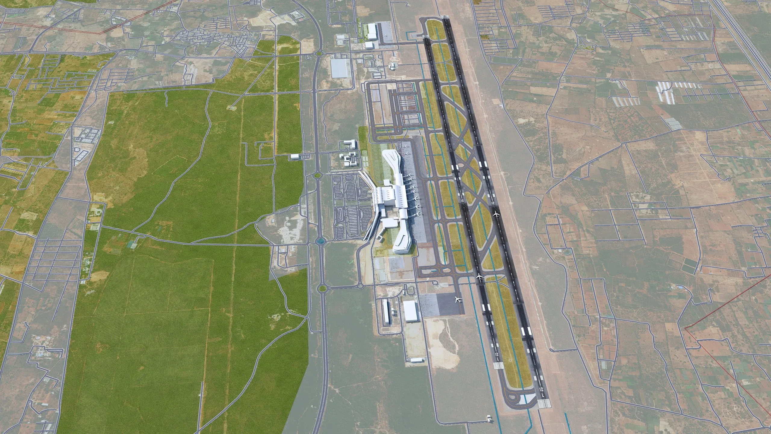 Rajiv Gandhi International Airport Hyderabad 3d model 10km