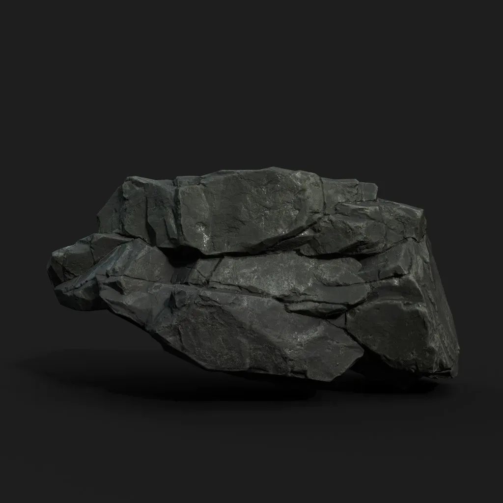 Low Poly Black Rock 230407 - Ultra HD 16K Texture