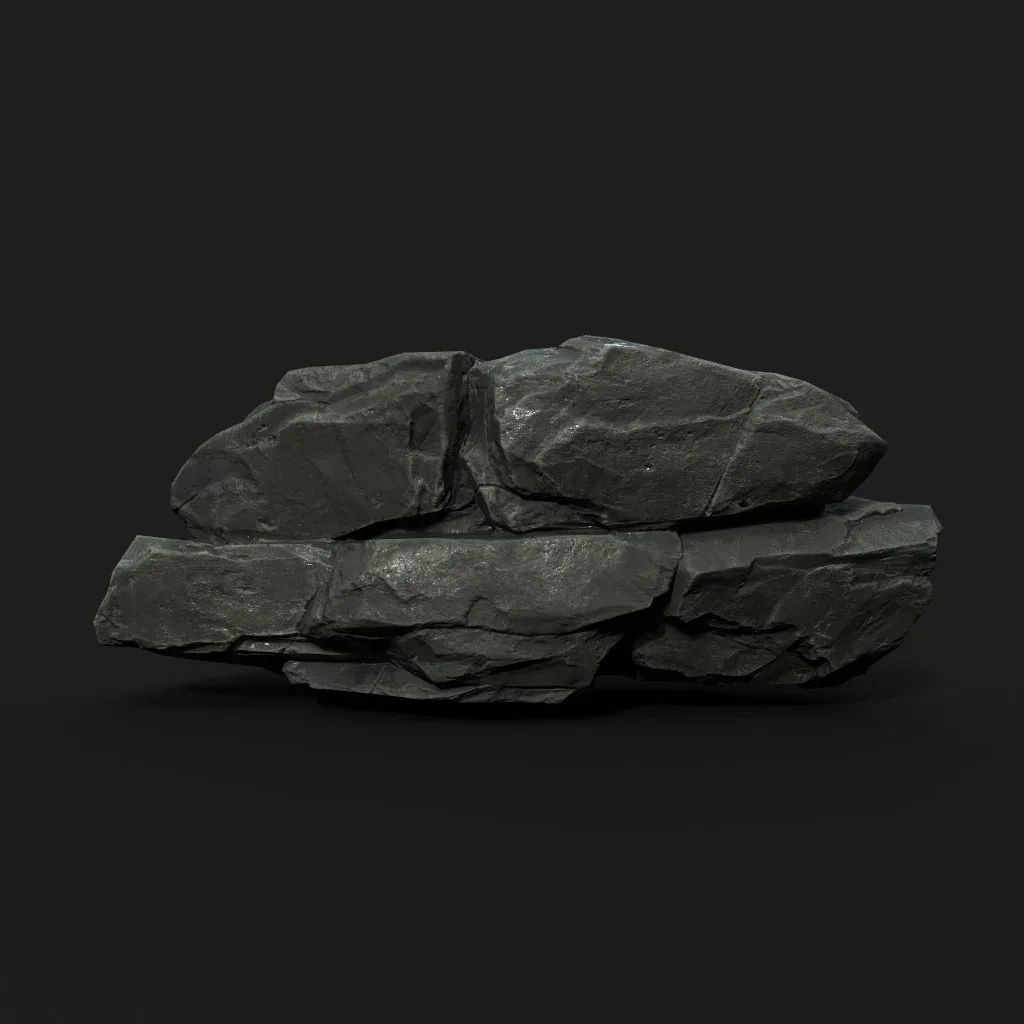 Low Poly Black Rock 230407 - Ultra HD 16K Texture