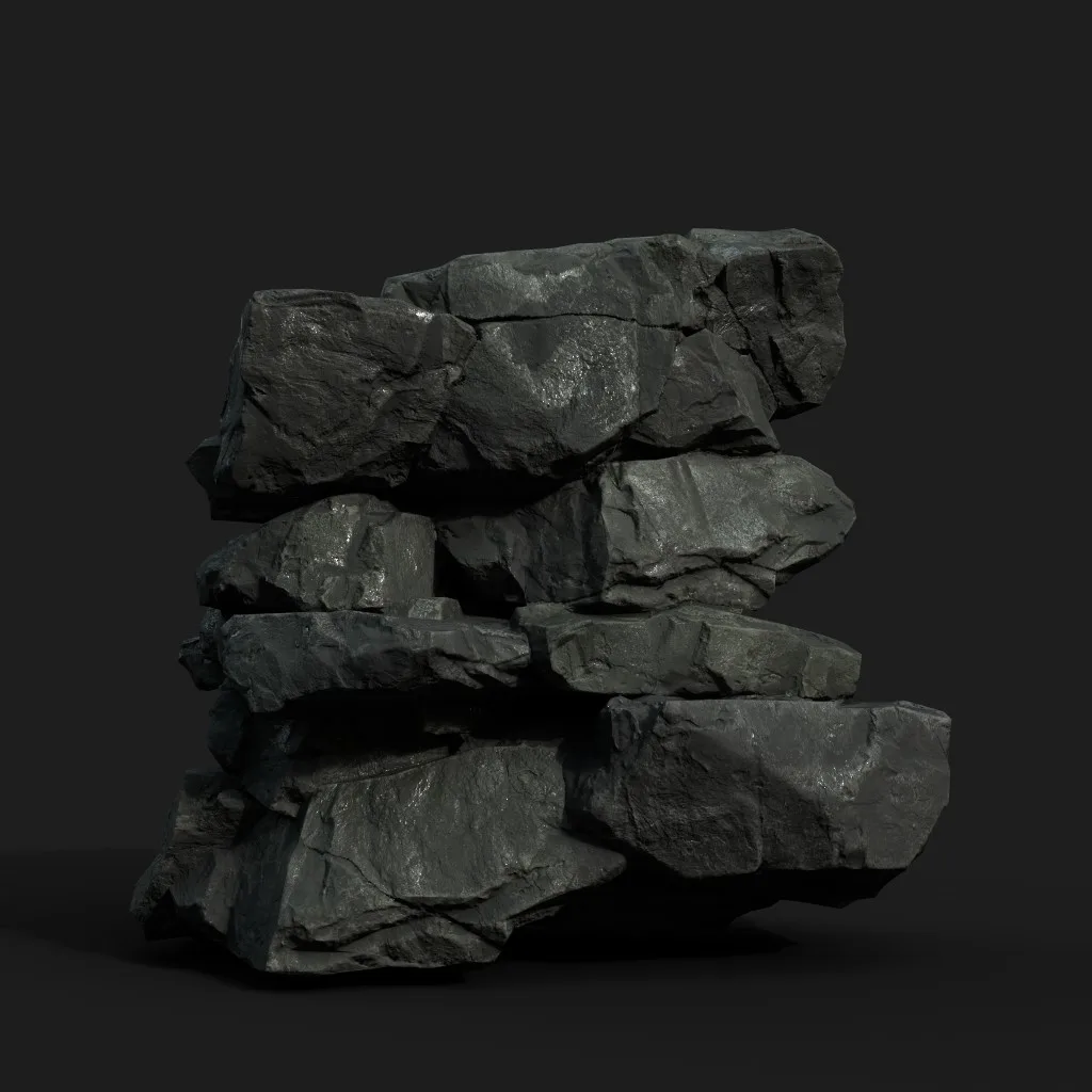 Low Poly Black Rock 230407 - Ultra HD 16K Texture