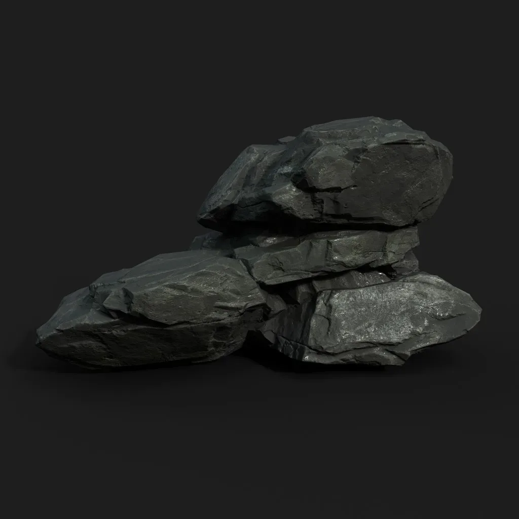 Low Poly Black Rock 230407 - Ultra HD 16K Texture
