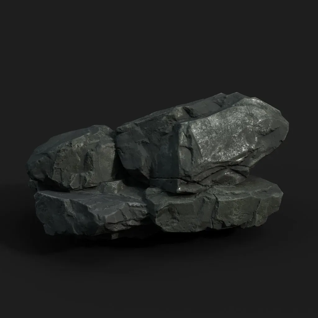 Low Poly Black Rock 230407 - Ultra HD 16K Texture