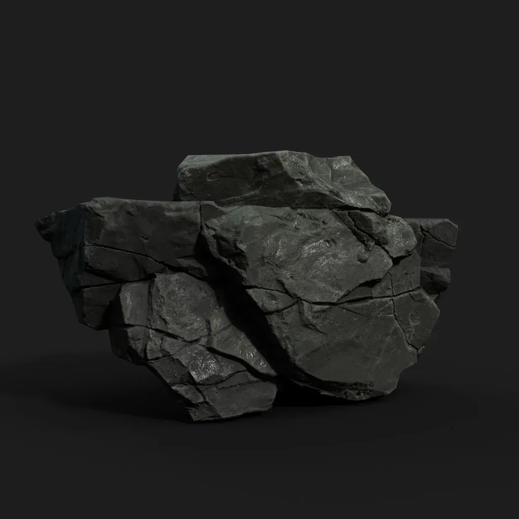 Low Poly Black Rock 230407 - Ultra HD 16K Texture