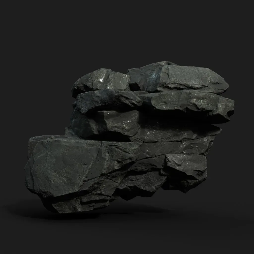Low Poly Black Rock 230407 - Ultra HD 16K Texture
