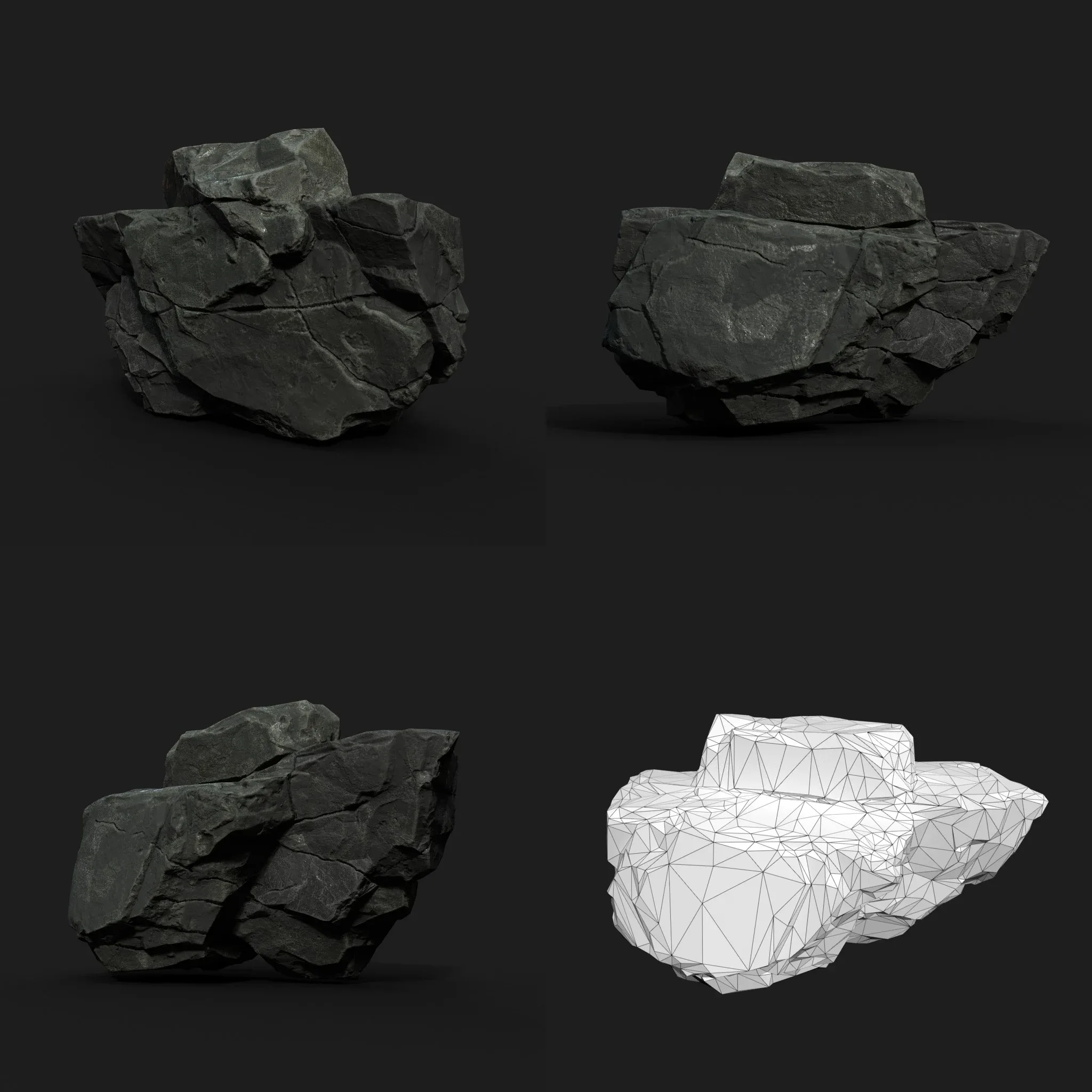 Low Poly Black Rock 230407 - Ultra HD 16K Texture