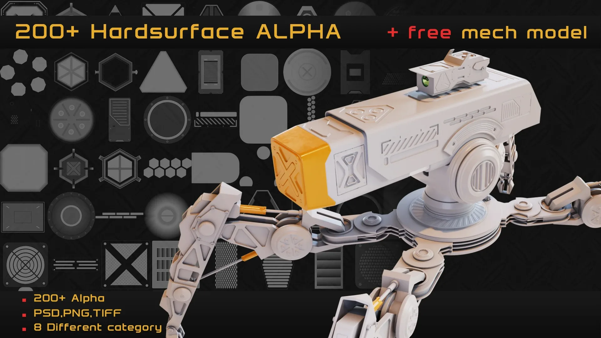 HardSurface Alpha Vol.01 + free mech model