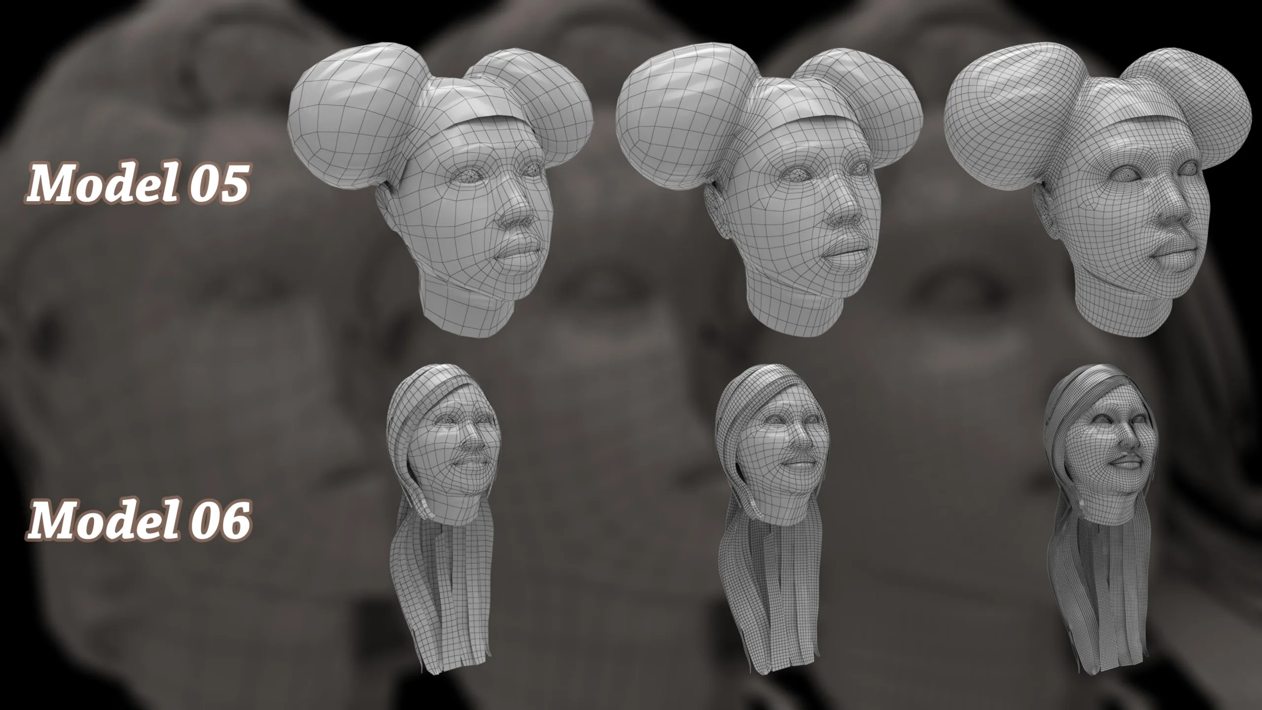 25 Female Head & Hair 3D Model Basemesh