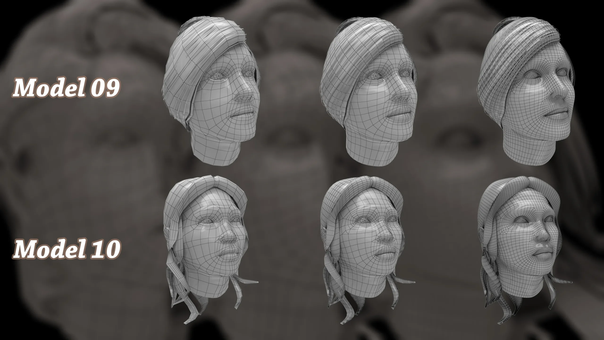 25 Female Head & Hair 3D Model Basemesh