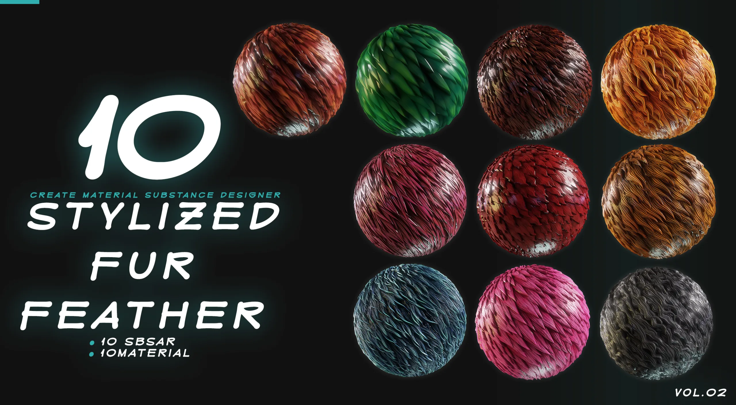 10 MATERIAL STYLIZED FUR & Feather VOL.02