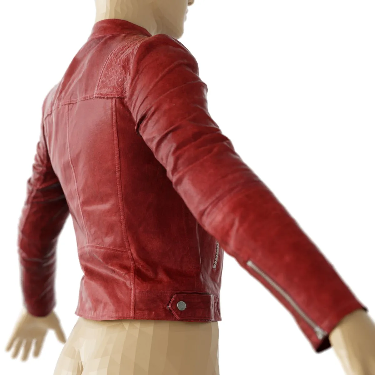 Jacket Red Matte Leather Clothing Women Fashion