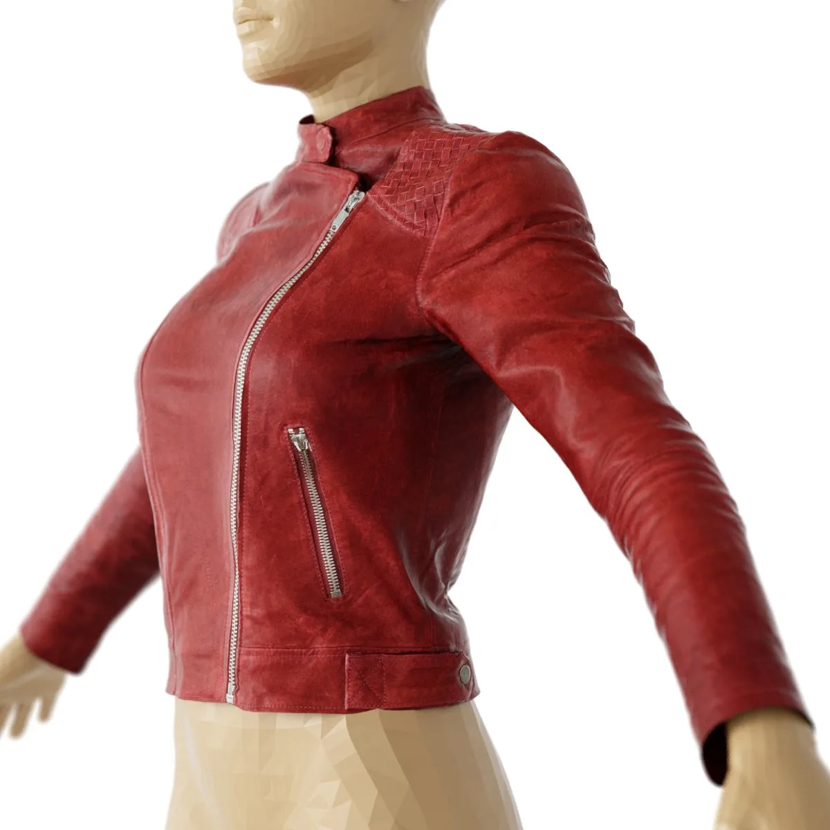 Jacket Red Matte Leather Clothing Women Fashion