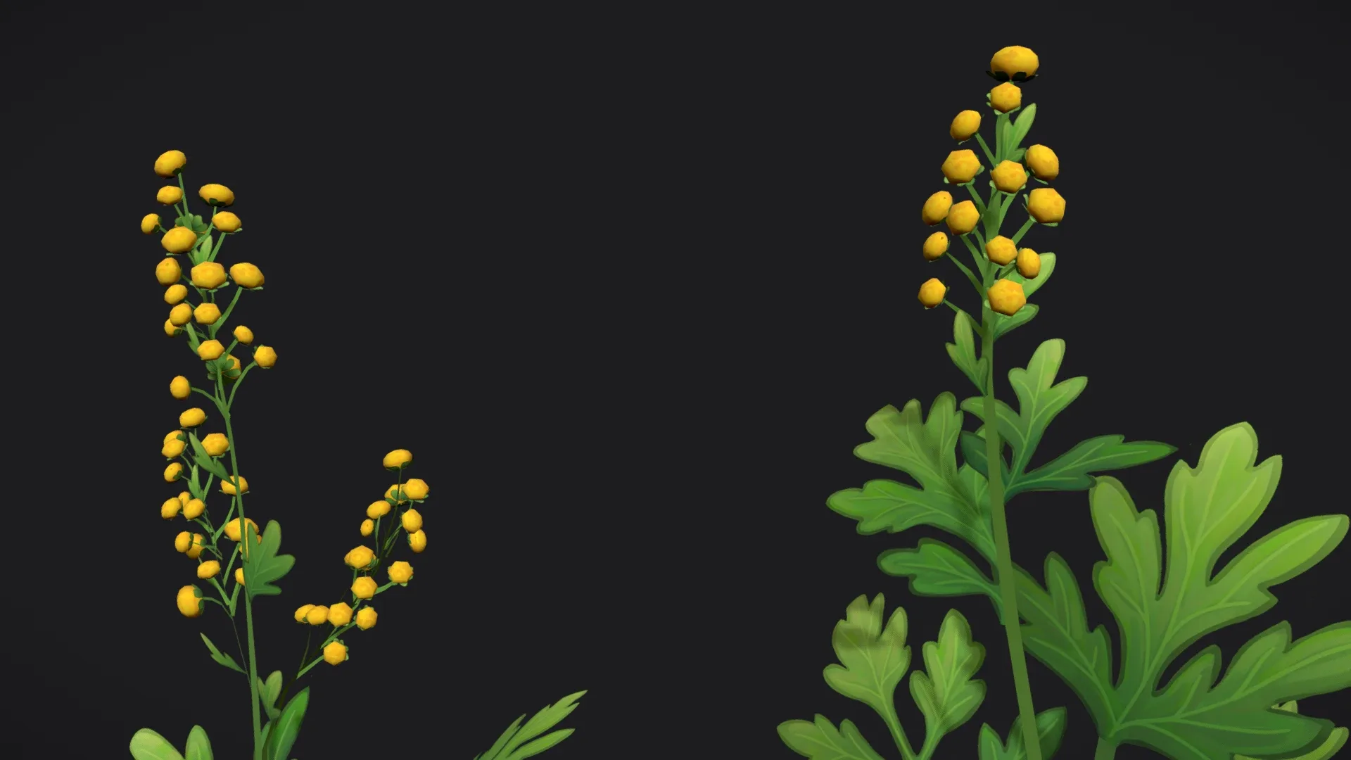 Wormwood stylized plant Low-poly 3D model