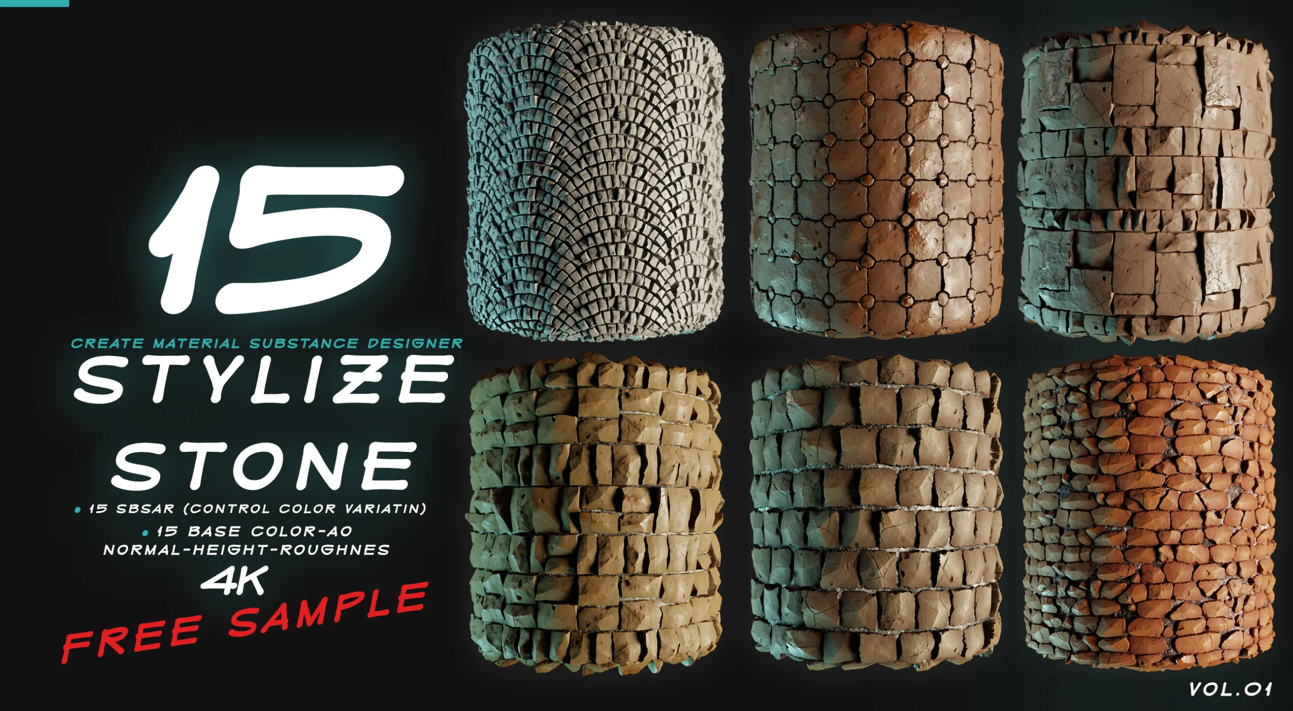 15 MATERIAL STYLIZE STONE VOL.01