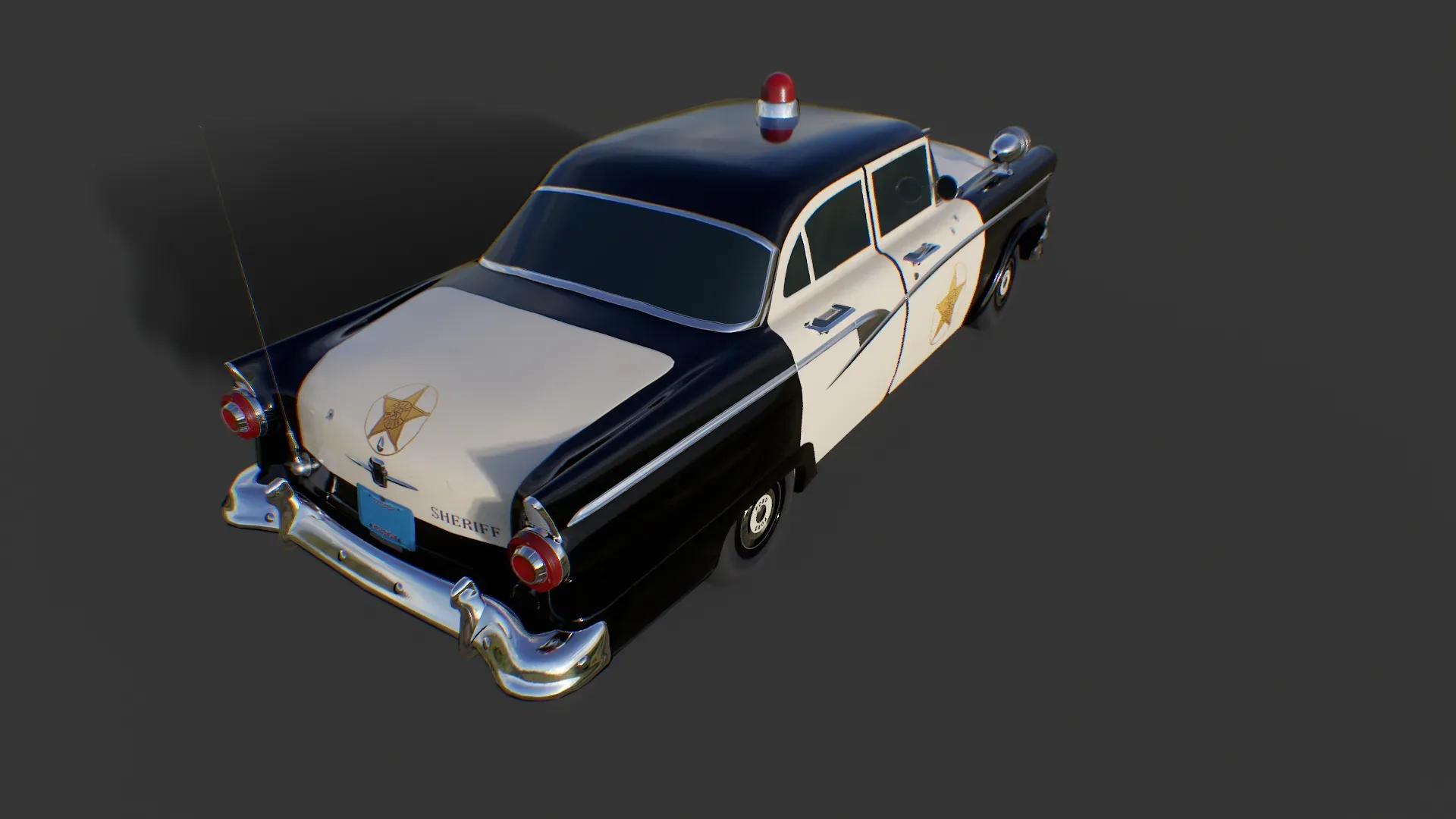 Vintage Police Car - Low Poly