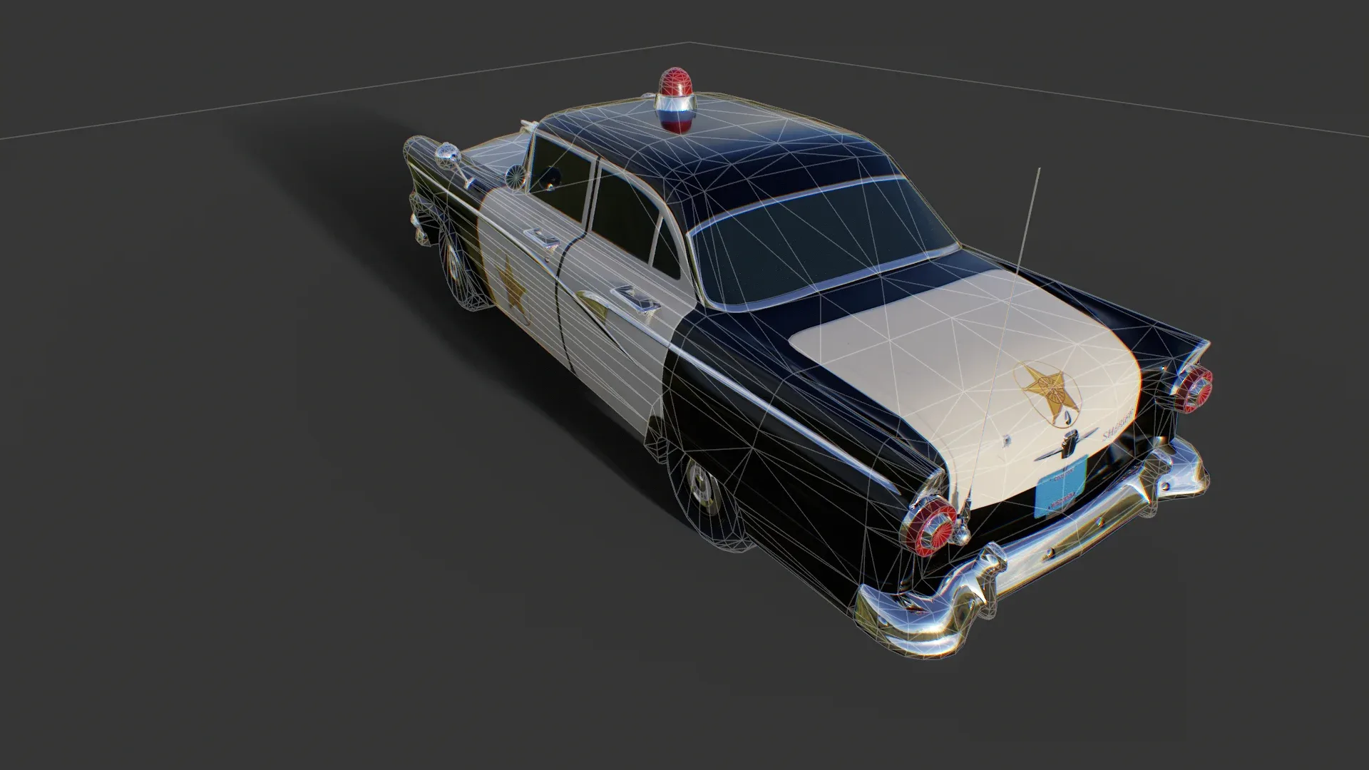 Vintage Police Car - Low Poly