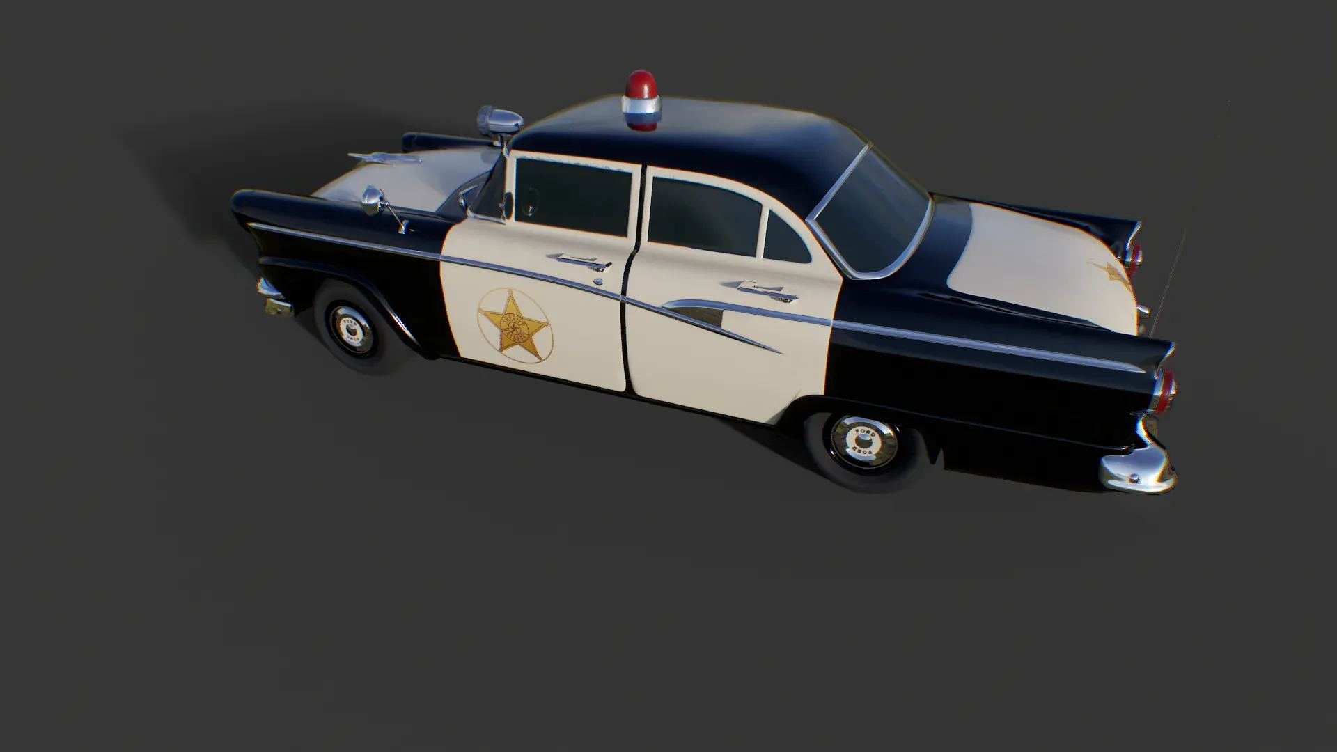 Vintage Police Car - Low Poly