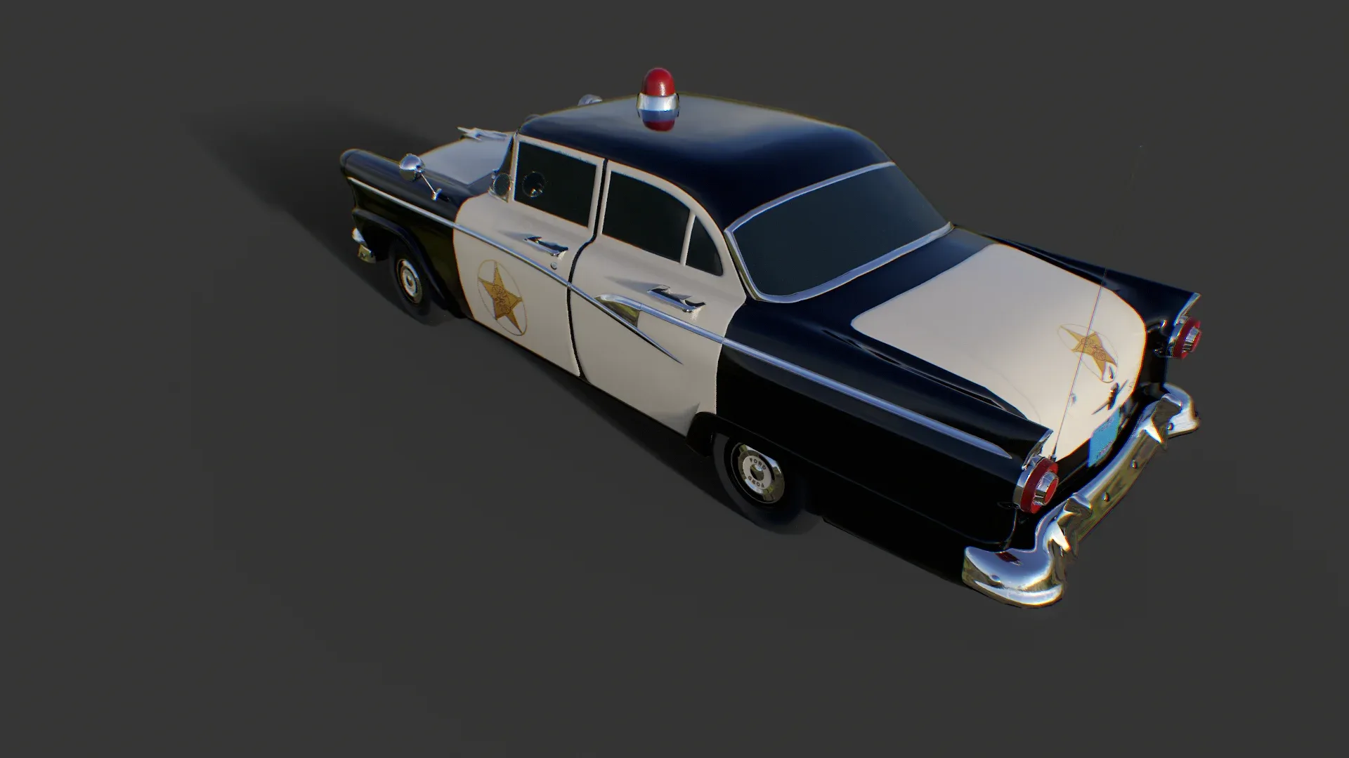 Vintage Police Car - Low Poly