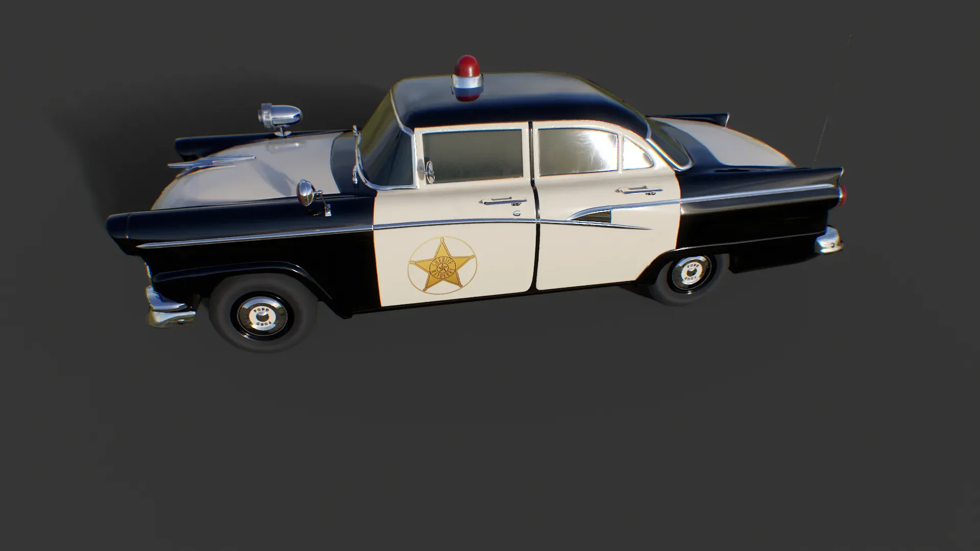 Vintage Police Car - Low Poly