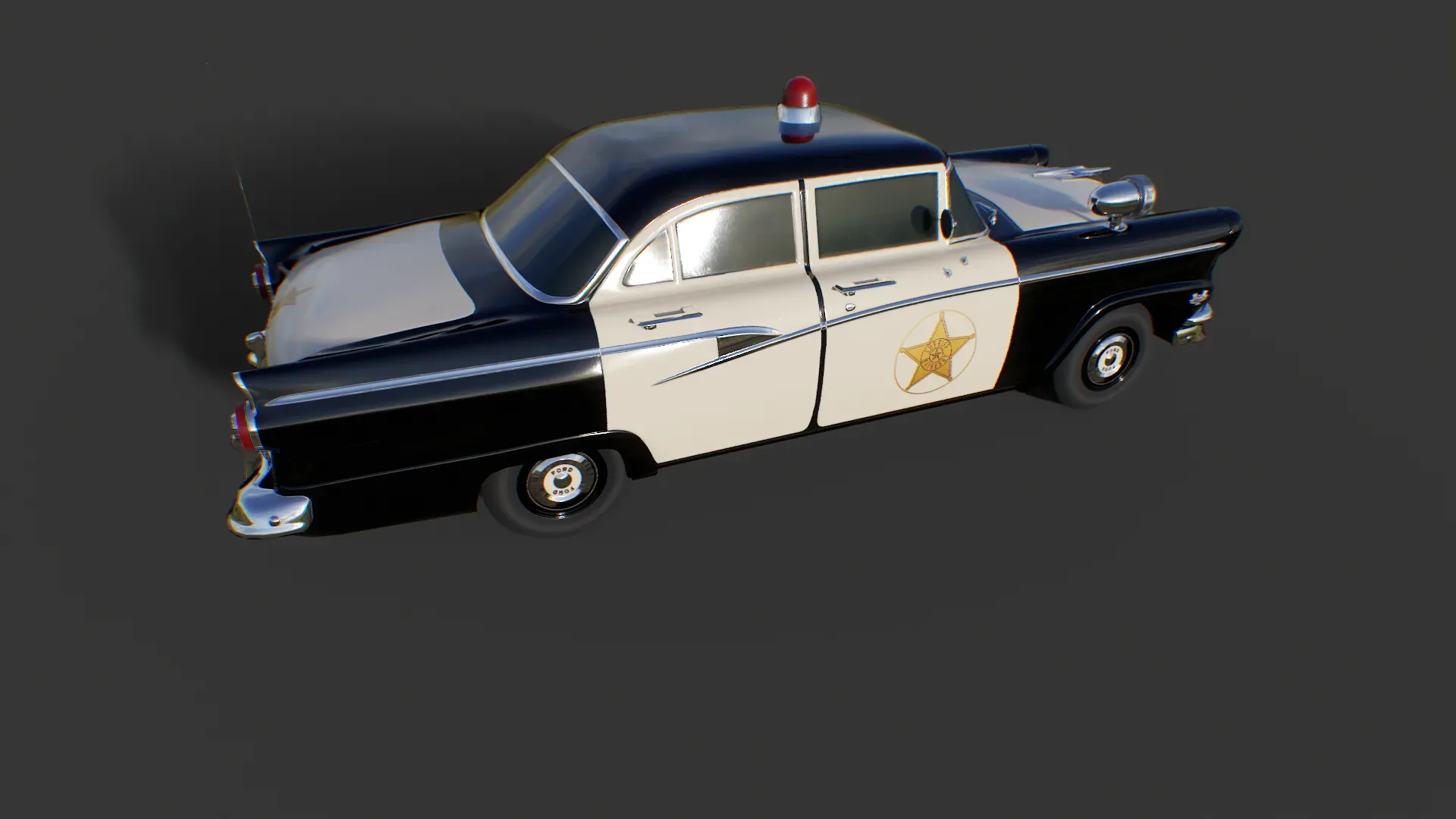 Vintage Police Car - Low Poly