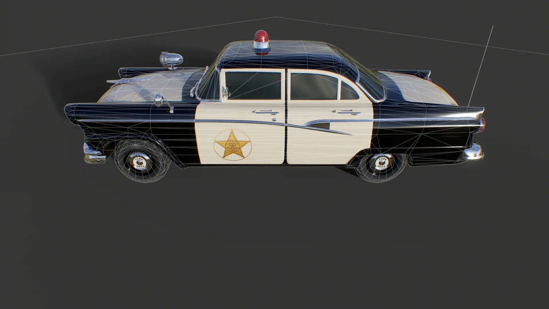 Vintage Police Car - Low Poly