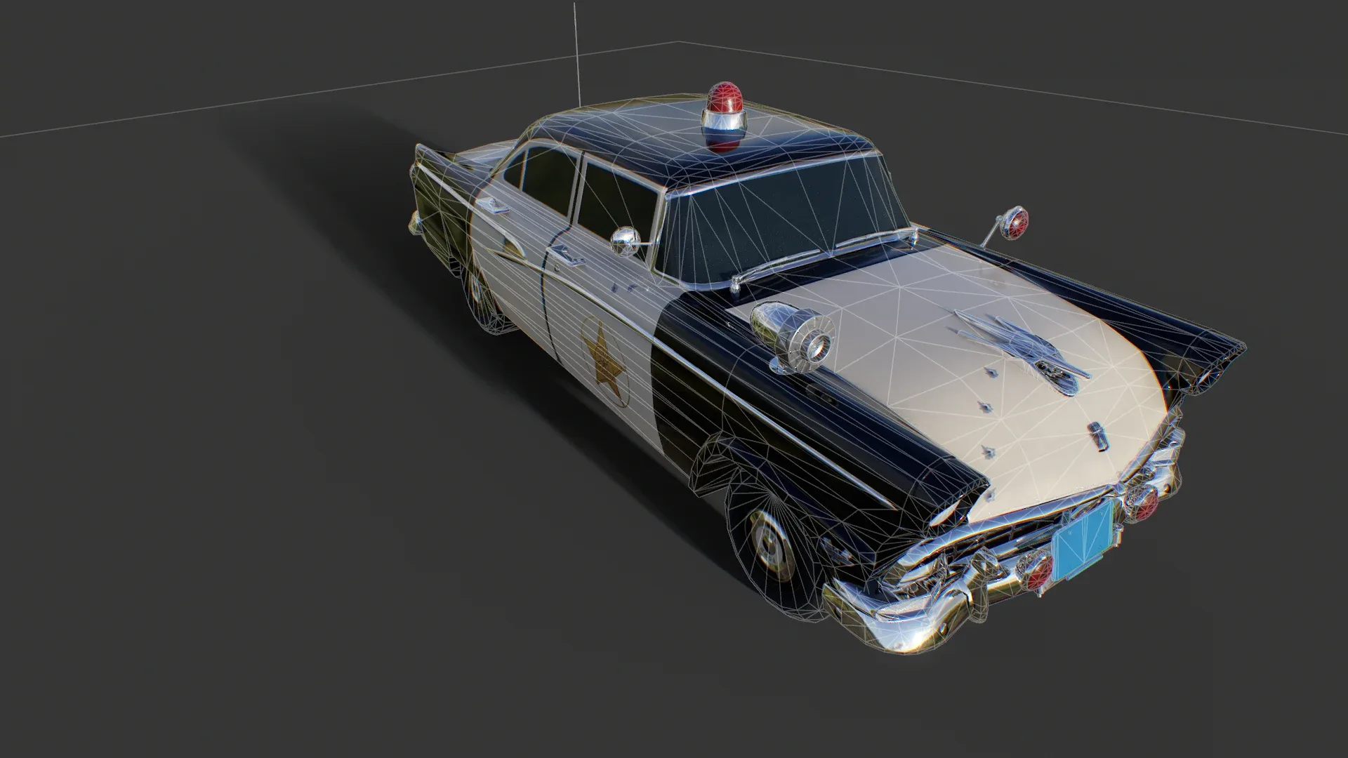 Vintage Police Car - Low Poly